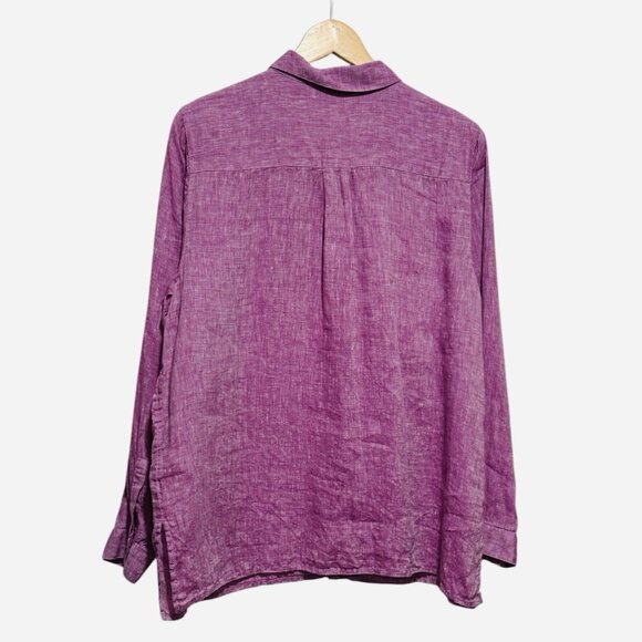 J. Jill Love Linen Pink Button Down Blouse Top Long Sleeve Womens size Large - Picture 3 of 9